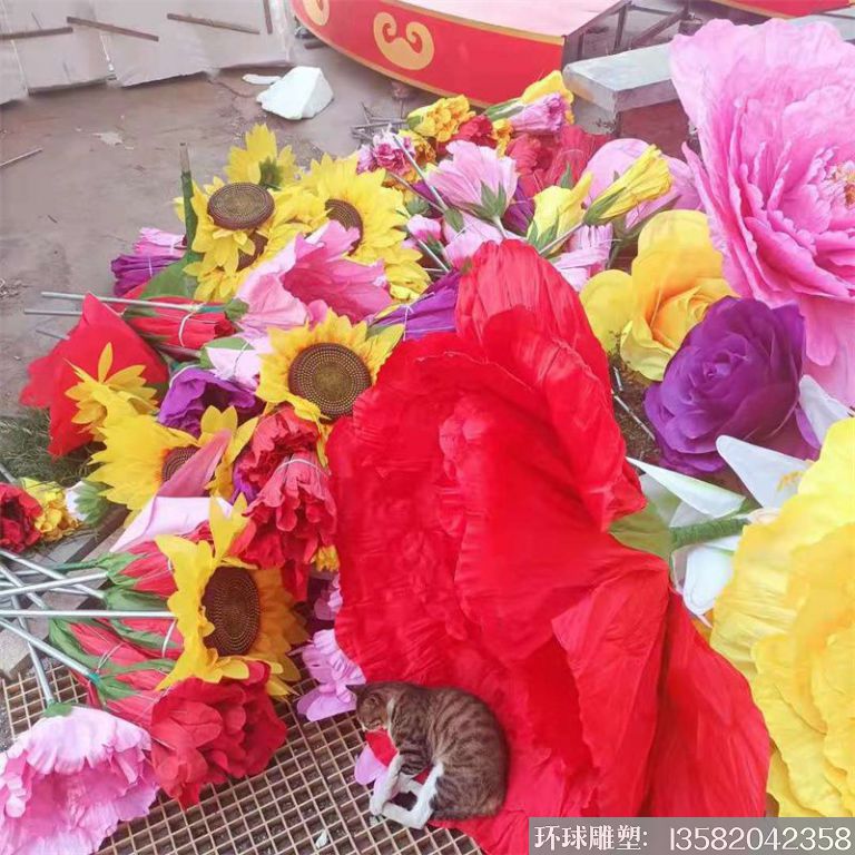 玻璃钢花篮雕塑，仿天安门花篮，花卉绢花花篮7